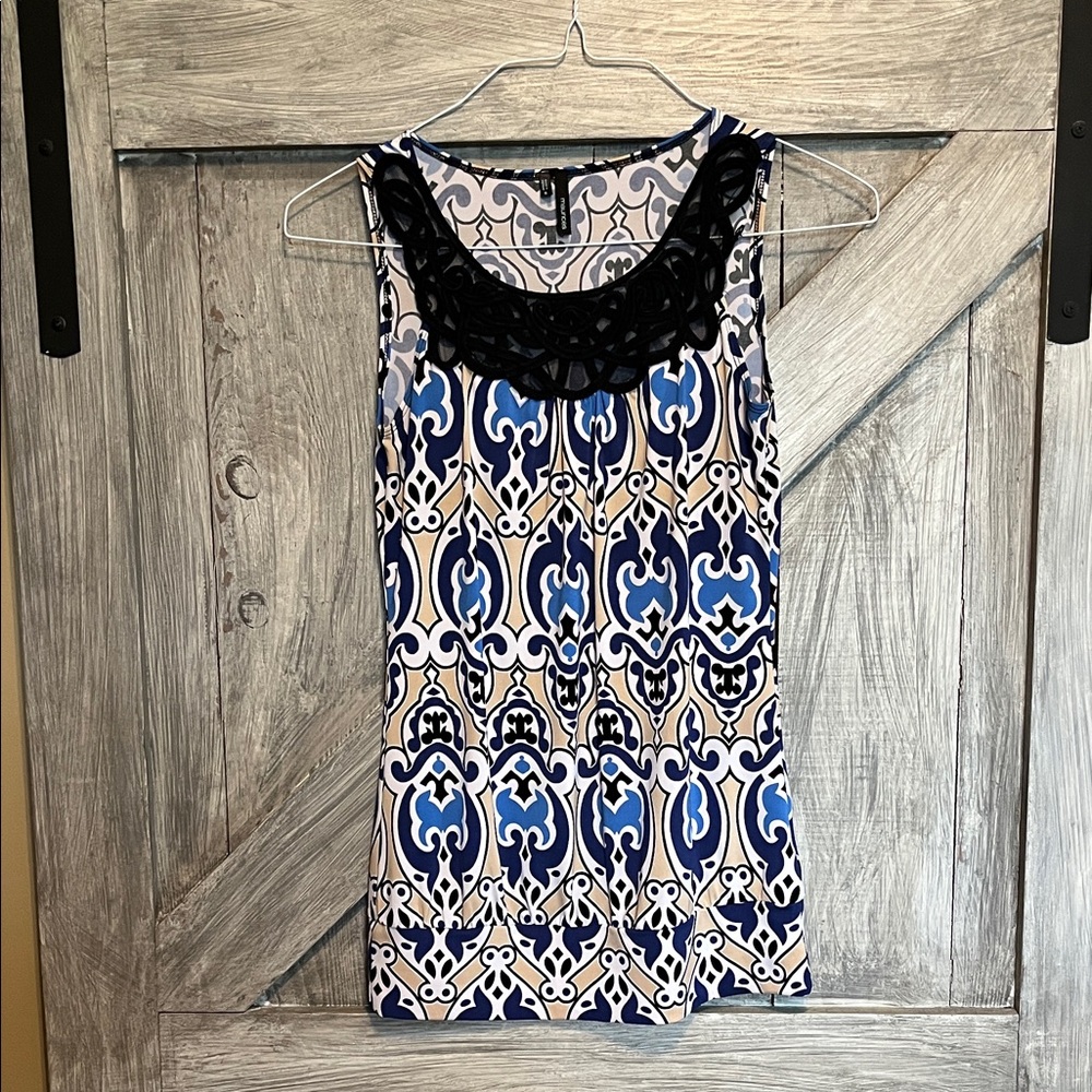 Maurices Blue and Black Geometric Blouse